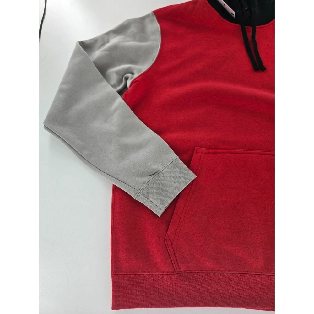 Nike Color Block Club Fleece Pullover Hoodie‎ Men's L Red/Black New